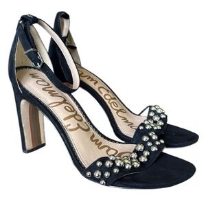 Sam Edelman ladies size 8 black velvet heel  silver studs excellent condition